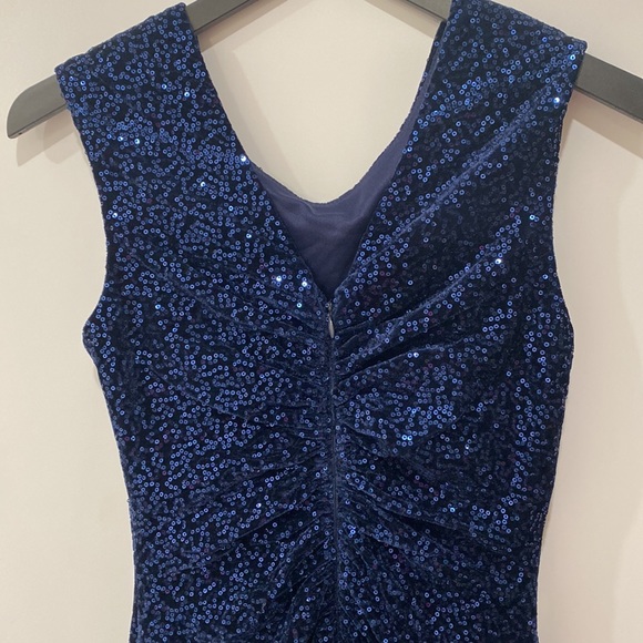 **NWOT ** Eliza J Velvet Allover Sequin Sheath Dress Navy Blue - Picture 10 of 17